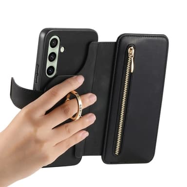 SKALO Samsung A26 5G 2-in-1 Magneettinen PU-Nahkarengas Lompakkokotelo - Musta