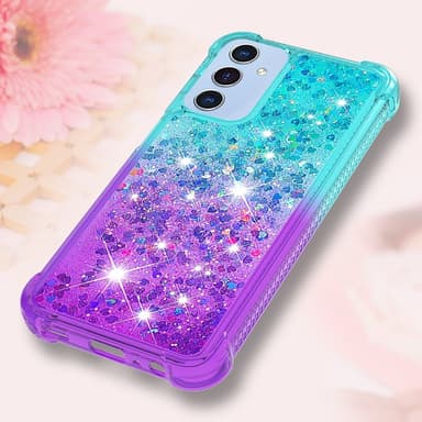 SKALO Samsung A26 5G Hiekka Glitteri Suojakuori - Turkoosi-Violetti