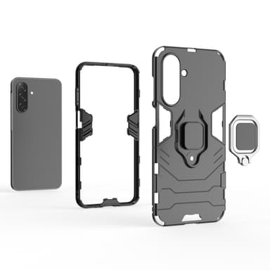 SKALO Samsung A26 5G Armor Metallring Suojakuori - Musta