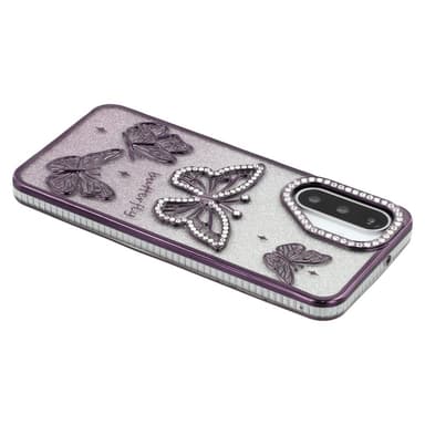 SKALO Samsung A26 5G Butterfly Rhinestones Suojakuori - Violetti
