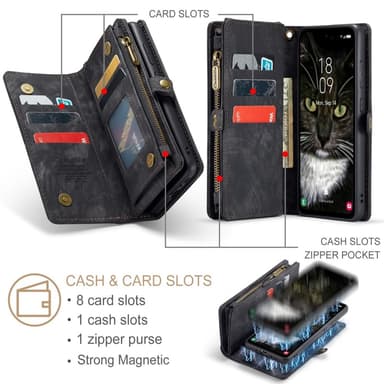 CaseMe Samsung A36 5G 008 BIg Wallet 2in1 Magnet Lompakkokotelo - Musta