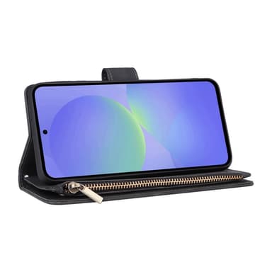 SKALO Samsung A36 5G Zipper PU-Nahka Lompakkokotelo - Musta