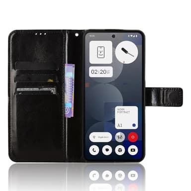 SKALO Nothing Phone (3a) Pro 5G PU-nahka Lompakkokotelo - Musta - Musta