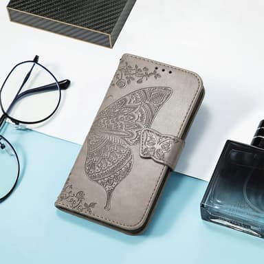 SKALO Nothing Phone (3a) 5G Mandala Butterfly Lompakkokotelo - Harmaa