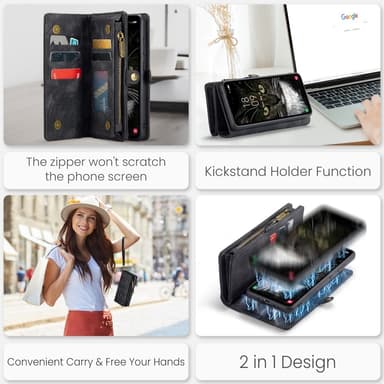 CaseMe Samsung A36 5G 008 BIg Wallet 2in1 Magnet Lompakkokotelo - Musta
