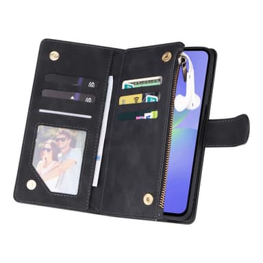 SKALO Samsung A36 5G Zipper PU-Nahka Lompakkokotelo - Musta