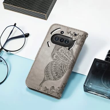 SKALO Nothing Phone (3a) 5G Mandala Butterfly Lompakkokotelo - Harmaa
