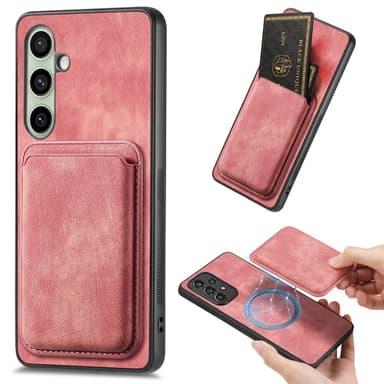 SKALO Samsung A56 5G PU-nahkainen magneettinen korttikotelo Suojakuori - Pinkki