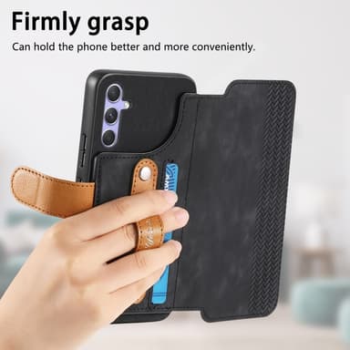 SKALO Samsung A26 5G SW-01 Retro PU-Nahka Lompakkokotelo - Musta