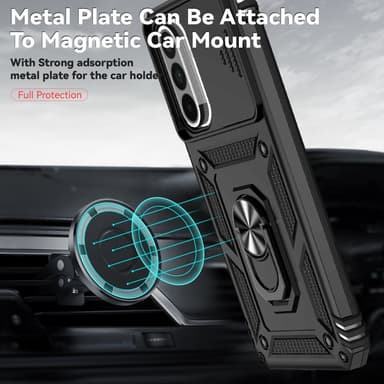SKALO Samsung A36 5G Armor Metallirengas Kameraliukusuoja Suojakuori - Musta