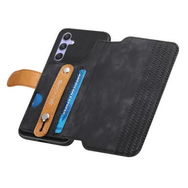 SKALO Samsung A26 5G SW-01 Retro PU-Nahka Lompakkokotelo - Musta
