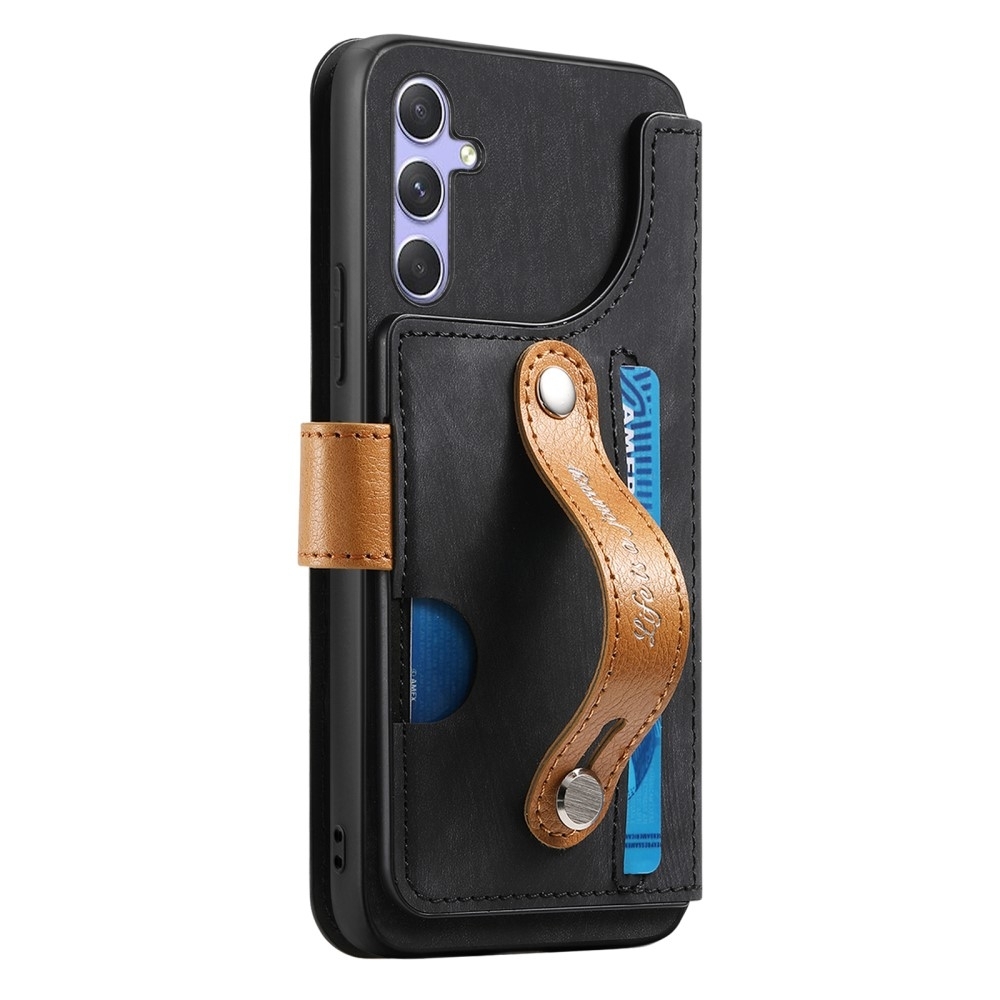 SKALO Samsung A26 5G SW-01 Retro PU-Nahka Lompakkokotelo - Musta