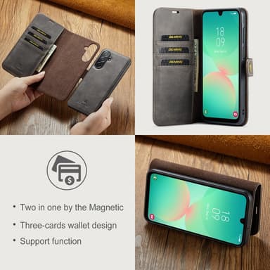 DG MING Samsung A26 5G 2-in-1 Magneetti Lompakkokotelo - Harmaa