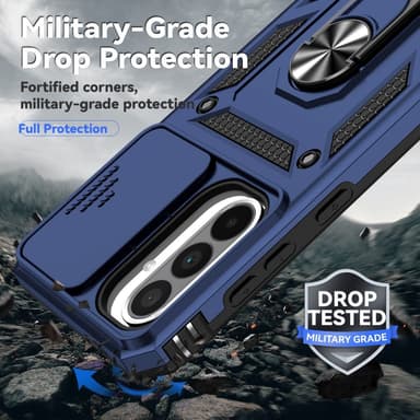 SKALO Samsung A56 5G Armor Metallirengas Kameraliukusuoja Suojakuori - Sininen