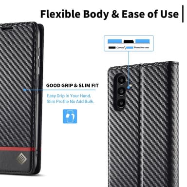 SKALO Samsung A26 5G LC.IMEEKE Carbon Fiber Lompakkokotelo - Musta