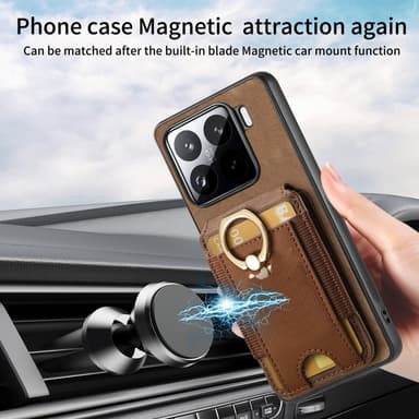 SKALO Xiaomi 15 2-in-1 Magneettinen Korttikotelo Suojakuori - Musta