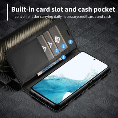 SKALO Samsung A26 5G LC.IMEEKE Carbon Fiber Lompakkokotelo - Musta