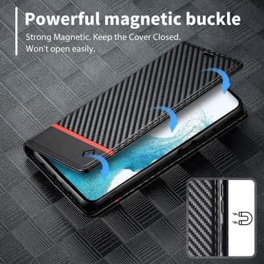 SKALO Samsung A26 5G LC.IMEEKE Carbon Fiber Lompakkokotelo - Musta