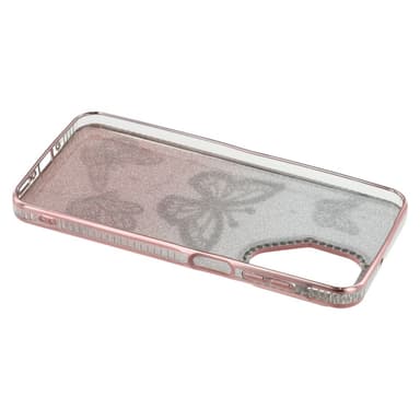 SKALO Samsung A26 5G Butterfly Rhinestones Suojakuori - Pinkki