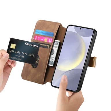 SKALO Samsung A26 5G SW-01 Retro PU-Nahka Lompakkokotelo - Ruskea