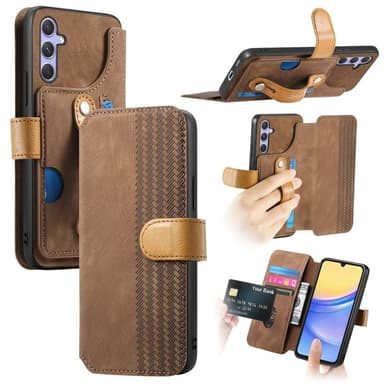 SKALO Samsung A26 5G SW-01 Retro PU-Nahka Lompakkokotelo - Ruskea