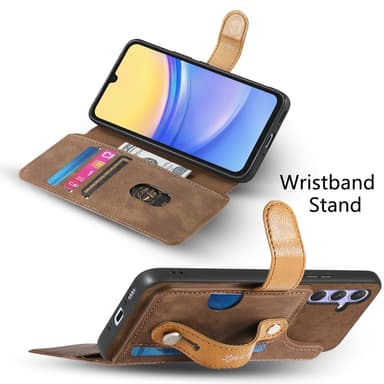 SKALO Samsung A26 5G SW-01 Retro PU-Nahka Lompakkokotelo - Ruskea