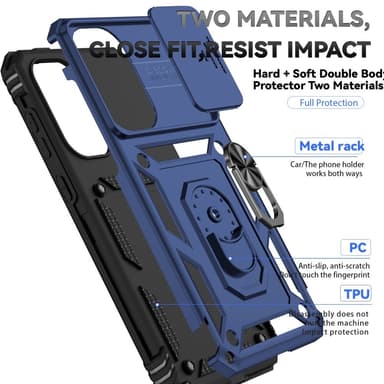 SKALO Samsung A56 5G Armor Metallirengas Kameraliukusuoja Suojakuori - Sininen