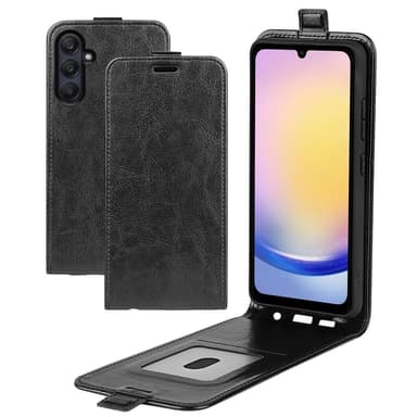 SKALO Samsung A26 5G Vertical Flip PU-Nahka Lompakkokotelo - Musta