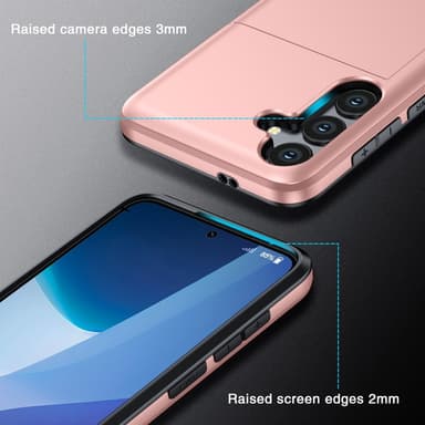 SKALO Samsung A36 5G Armor Korttikotelo Suojakuori - Musta