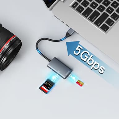 NÖRDIC USB-C 3.0 Kortinlukija 2 paikkaa SD3.0, MicroSD3.0 UHS-I