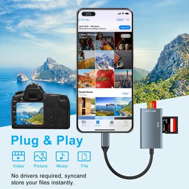 NÖRDIC USB-C 3.0 Kortinlukija 2 paikkaa SD3.0, MicroSD3.0 UHS-I