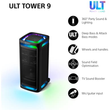 Sony ULT Tower 9 kannettava bilekaiutin (musta)