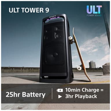 Sony ULT Tower 9 kannettava bilekaiutin (musta)
