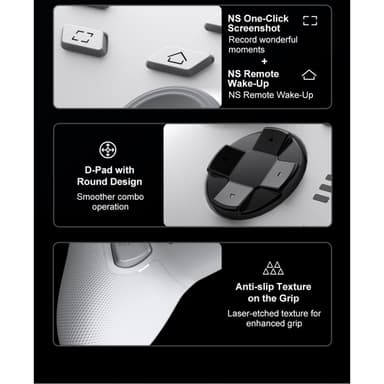 Langaton Bluetooth-peliohjain vastaanottimella Yhteensopiva Steam PC Android iOS Nintendo Switchin kanssa - valkoinen