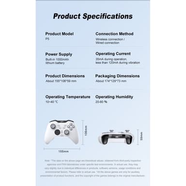 Langaton Bluetooth-peliohjain vastaanottimella Yhteensopiva Steam PC Android iOS Nintendo Switchin kanssa - valkoinen