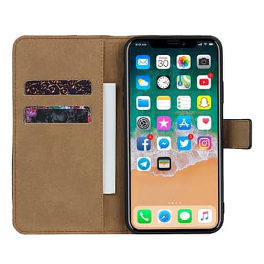 iPhone 11 Split Nahkainen Lompakkoteline - Musta