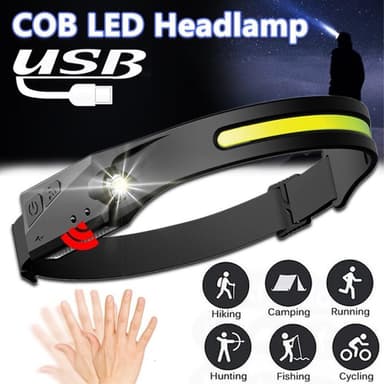 COB LED-ajovalaisin taskulamppu Päähän asennettava etuvalo