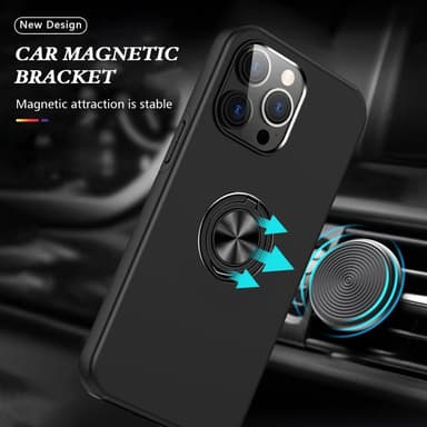 iPhone 15 Pro Sormirengas Kickstand Hybridi-kotelo - Musta