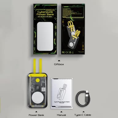 4-in-1 CyberPunk 10000mAh varavirtalähde 22,5 W: n nopea lataus