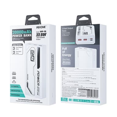 WEKOME WP-16 Mecha Gen3 22,5 W Supernopea latausvirtalähde 20 000 mAh