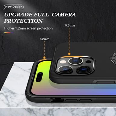 iPhone 15 Pro Sormirengas Kickstand Hybridi-kotelo - Musta