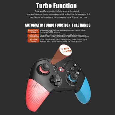 Yhteensopiva langattoman Nintendo Switch -peliohjaimen värinäsuunnittelun kanssa - sininen+punainen