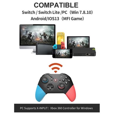 Yhteensopiva langattoman Nintendo Switch -peliohjaimen värinäsuunnittelun kanssa - sininen+punainen