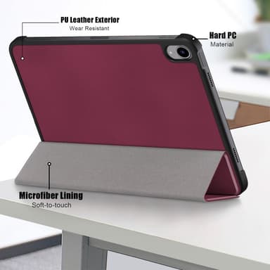 Kolminkertainen telinekotelo iPad 10.9 (2022) -tabletin suojukselle - Wien Red
