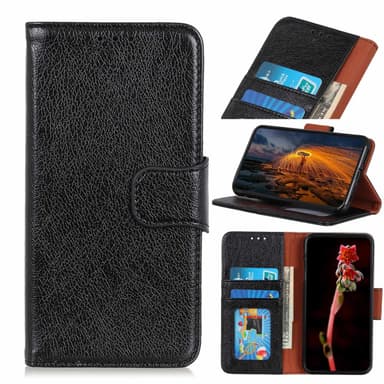 Samsung Galaxy A20e Kuvioitu Jaettu Nahkainen Lompakkokotelo - Musta