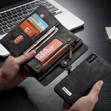 CASEME Irrotettava 2-in-1 monipaikkainen lompakkokotelo iPhone X/XS: lle