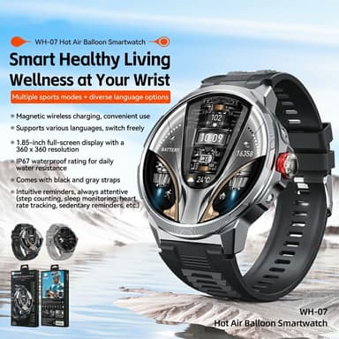 WEKOME WH-07 Älykello Sinkkiseos IP67 Vedenkestävä Bluetooth 1,85 tuuman HD-näyttö