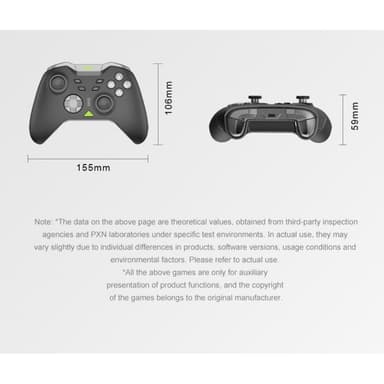 Langaton Bluetooth-peliohjain vastaanottimella Yhteensopiva Steam PC Android iOS Nintendo Switchin kanssa - Musta