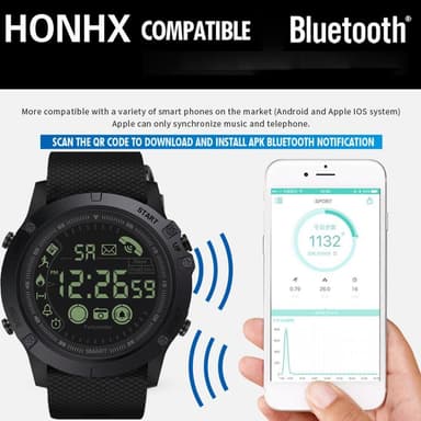 Smart Watch 24 tunnin aktiivisuusranneke 30m vedenpitävä Apple/Androidille - musta