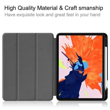 iPadille 12.9"" 2020/2018 Tri-fold Stand Smart Tablet -kotelo - musta